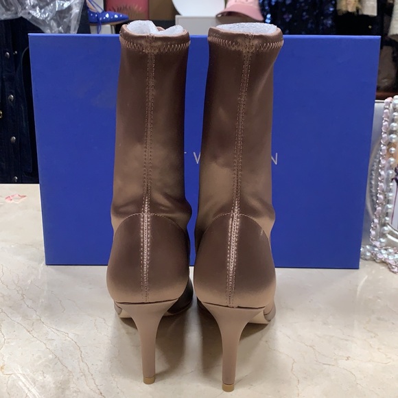STUART WEITZMAN SATIN STRETCHY BOOTS IN OLD ROSE MADE IN SPAIN - Picture 8 of 11